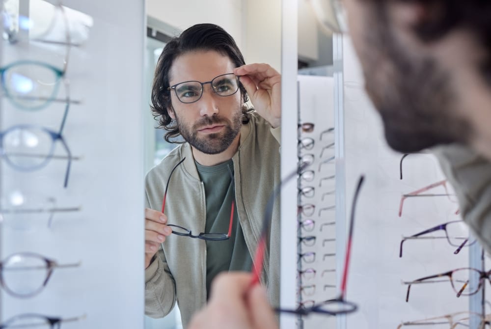 Man tryin on glasses - Eye Specialist Reno NV